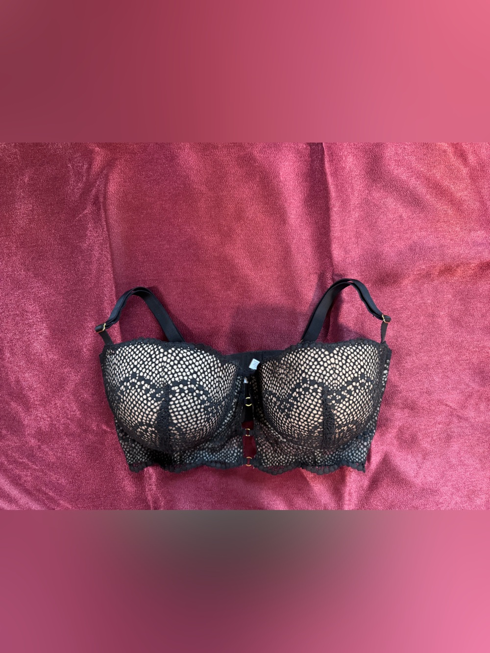 Adore Me Black Lace Overlay Push-Up Bra